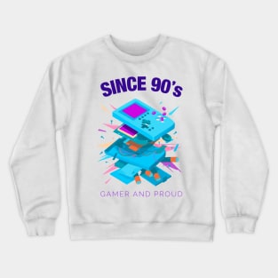 Since 90s Gamer and Proud - Gamer gift - Retro Videogame Crewneck Sweatshirt